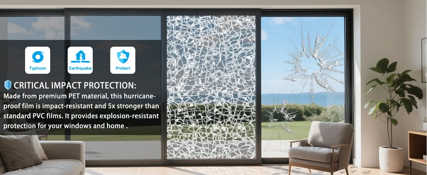 Einweg-Fensterfolie mit Sichtschutz, fluuriöse, bruchsichere PET-Fenstertönung zur Wärmeregelung und 100 % UV-Schutz, Verdunkelungsfensterbehandlung – Detail 6