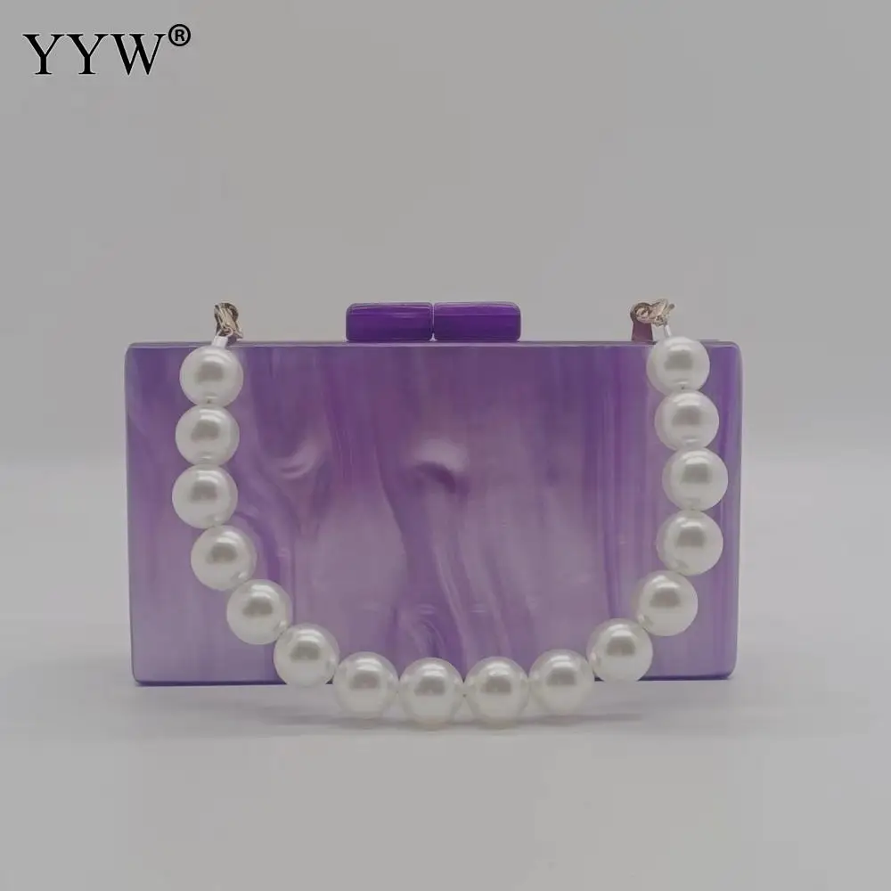 Women Acrylic Box Evening Clutch Bags For Wedding Party Luxury Pearl Handle Handbags Designer High Quality Shoulder Bag Purses