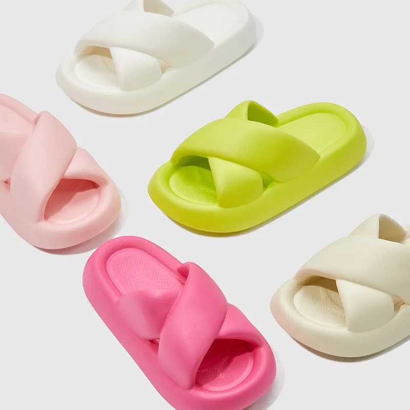 

Girls Cross Slipper Soft EVA Thick Bottom Women's Slippers Indoor Shoes Female Home Beach Flip Flops Summer Slippers