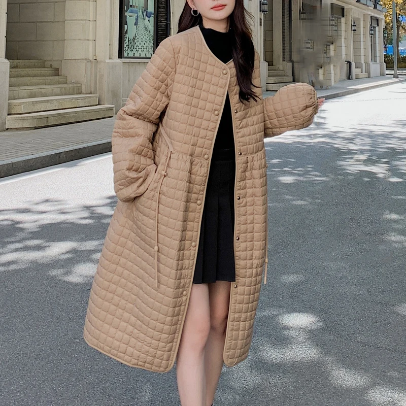 

Winter Clothes Women Parka Women's Winter New Korean Over Knee Jacket Long Cotton Rhombus Parkas Outerwear Warm Coats