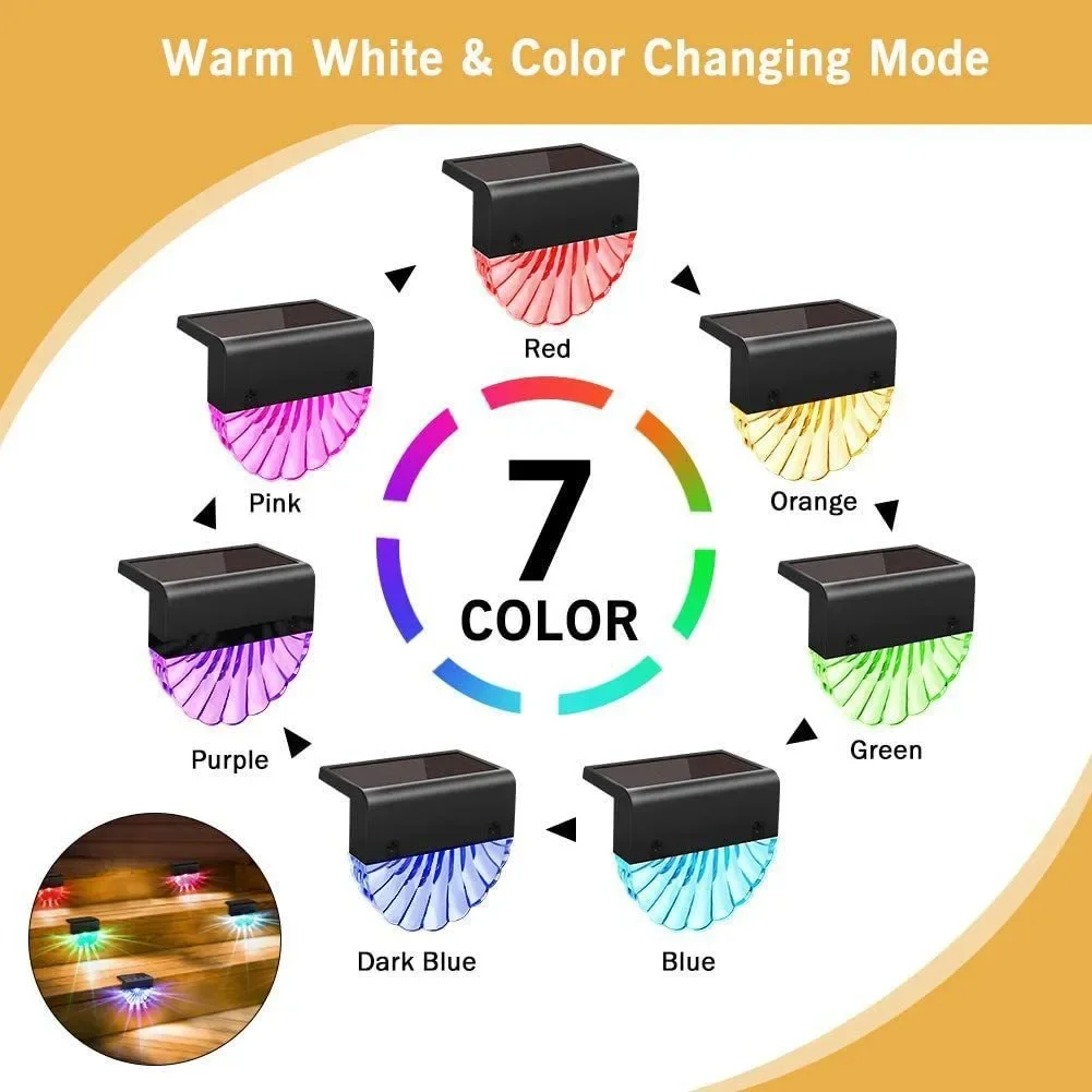 Warm/color LED solar ladder light path staircase outdoor garden light waterproof balcony light decorative patio staircase fence