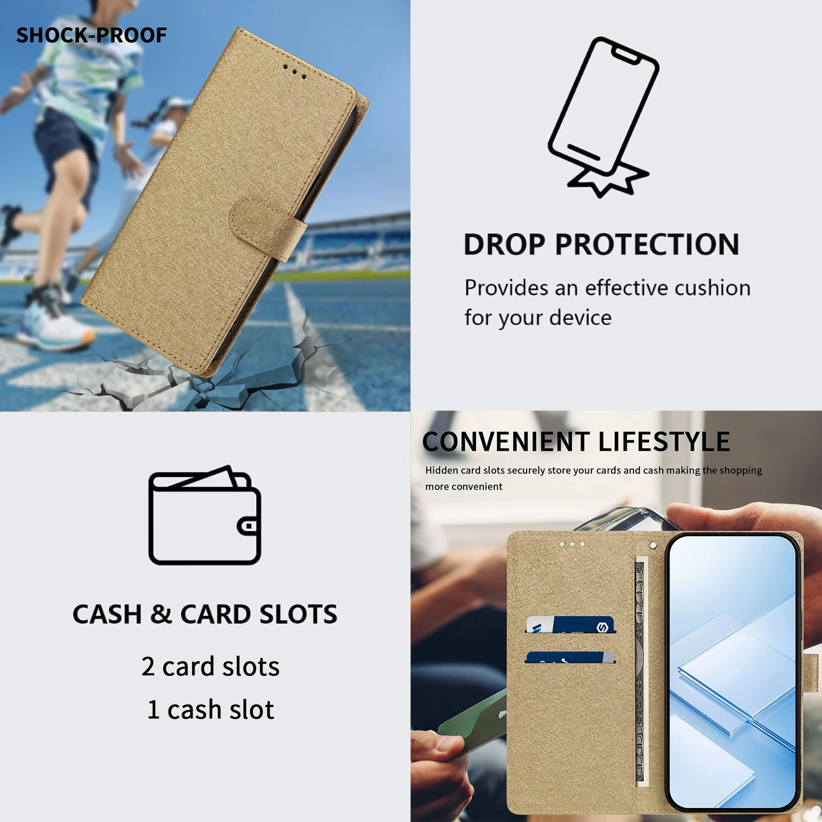 Elegant Silk Texture PU Leather Flip Case Cover