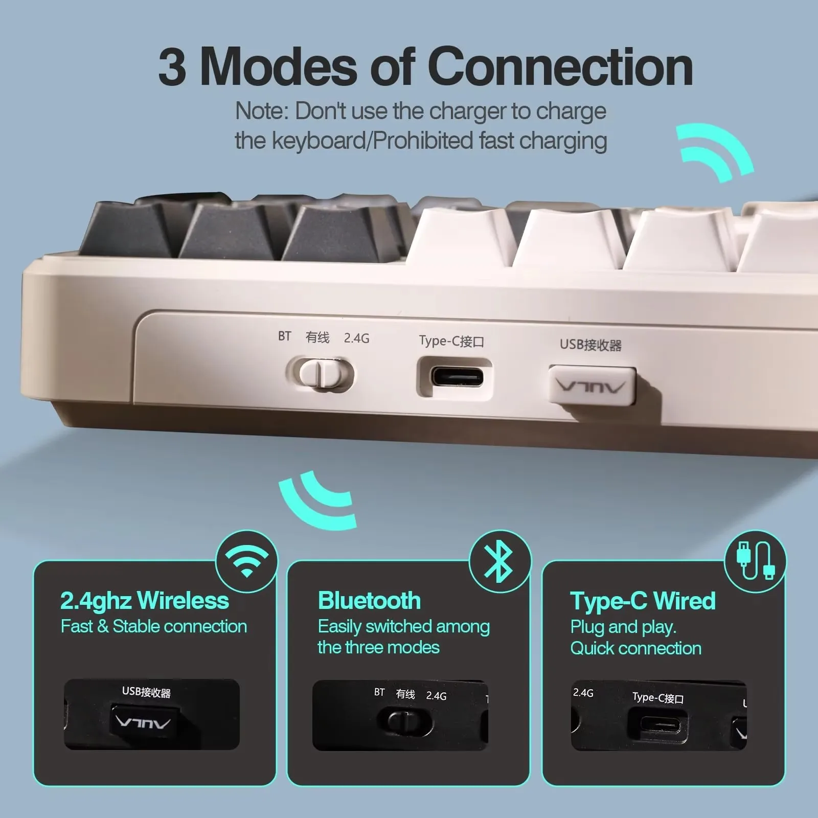 AULA F87 Pro Mechanical Keyboard Custom for Gaming+Typing RGB 2.4g/Usb/Bluetooth Tri Mode Wireless Gasket 87 Keys Hot Pluggable