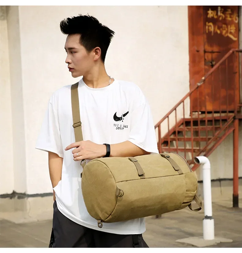 女性と男性のためのヴィンテージキャンバスバックパック、トップ