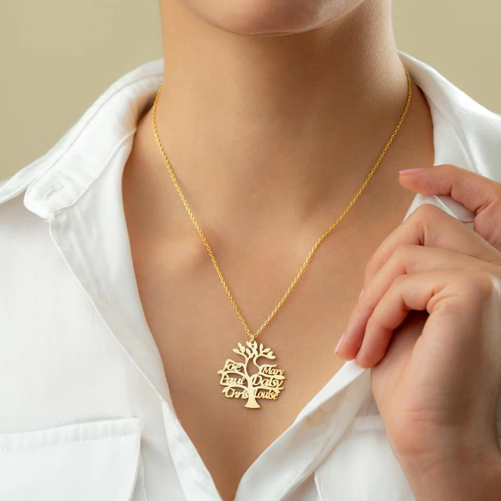

Ожерелье с именем на заказ, кулон в виде семейного дерева жизни, подарок для нее, ожерелье с персонализированными буквами, женское ожерелье, ювелирные изделия, рождественский подарок
