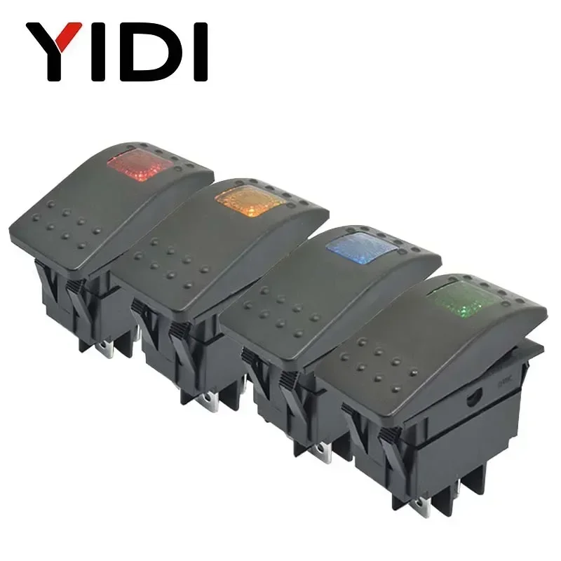 방수 바 로커 토글 스위치 자동차 보트 마린 로커 스위치 버튼 12V 220V LED 라이트 램프 4pin on Off DPST 스위치 