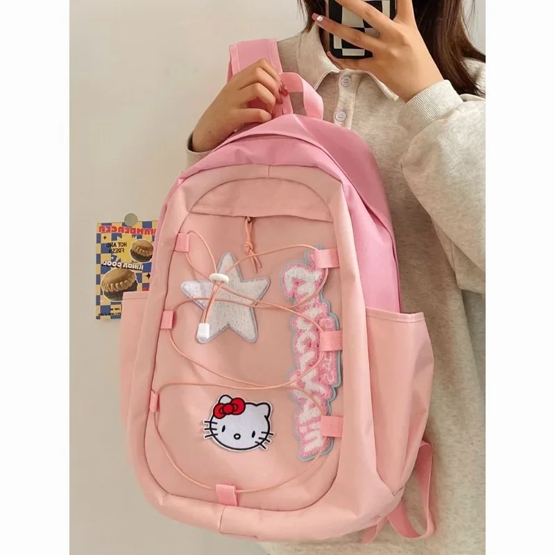 

TAKARA TOMY Hello Kitty Backpack Women's Backpack Pink Kitty Cat Cute Versatile Backpack Women