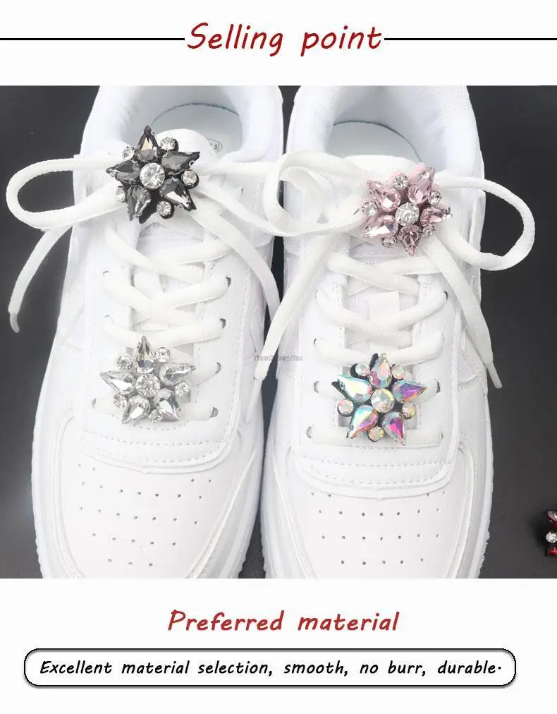 Bunte Edelsteine Schuh Charme Mode Strass Sneaker Charms Mädchen Geschenk Schuh dekoration af1 DIY Schnürsenkel Schnallen Schuhe Zubehör – Detail 5