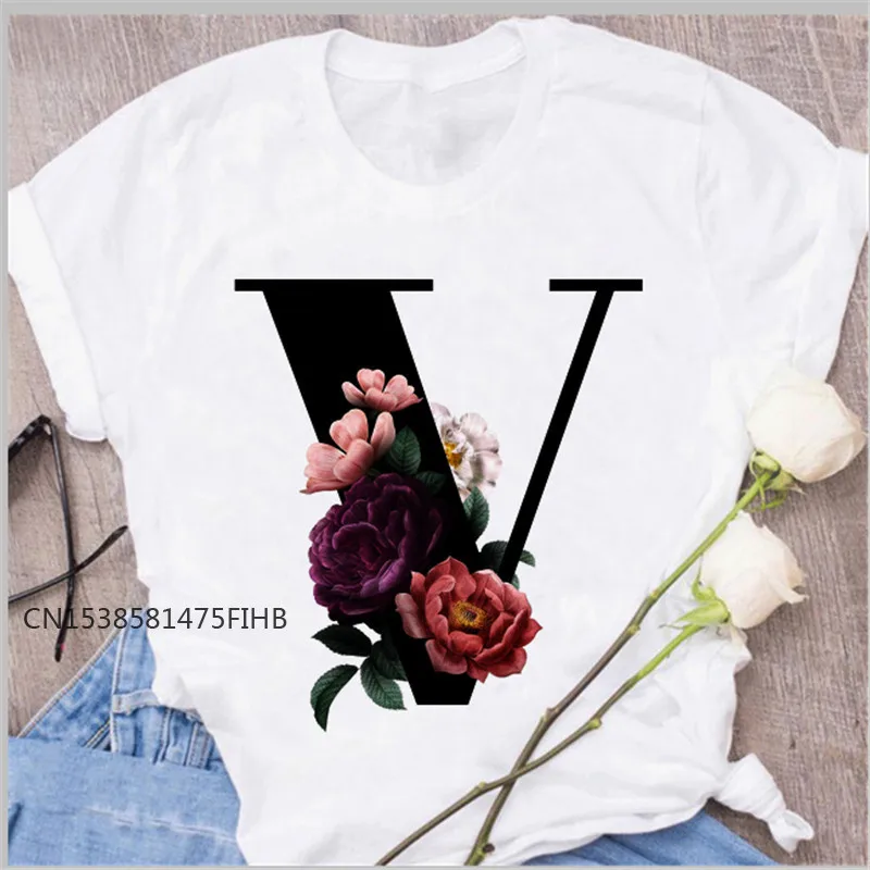 

Summer Harajuku WomenT Shirt A B C D Letter Print Fashion Basic Tshirt Woman Short Sleeve Premium Tops Female T-Shirt Clothes