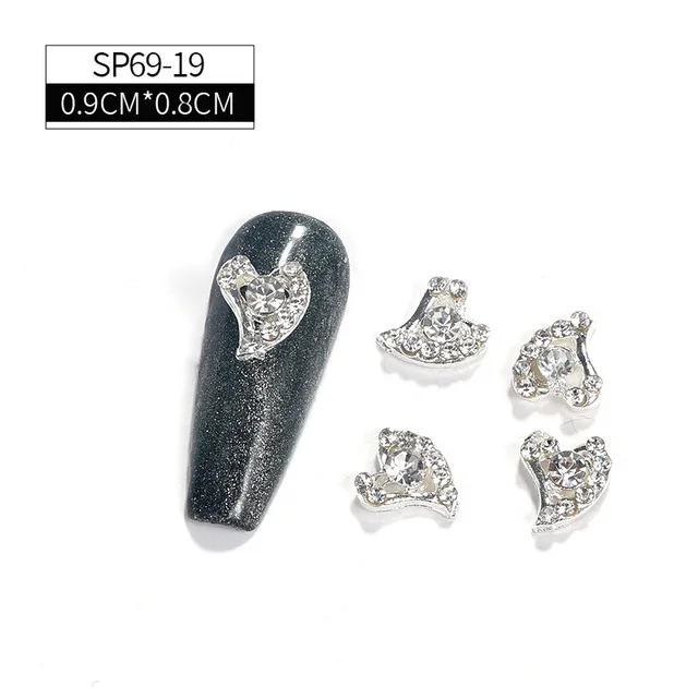 LEAMX 10 Pcs Nail Supplies 3D Charms Rhinestone Nail Art Decorations Pretty Girl Nails DIY Alloy Gemstone Nails Diamond Jewelry SP0069-19