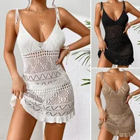 Robe de plage dos nu pour femme, robe d'été solide, document brillant, robe de plage 3