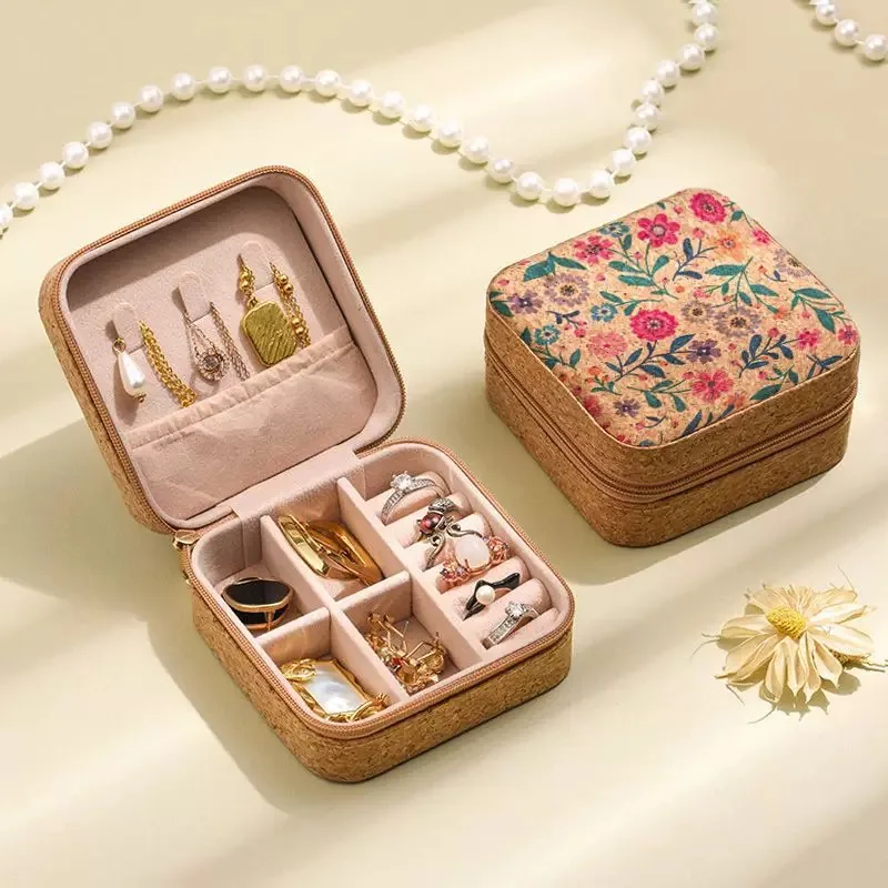 New Jewelry Storage Case Women's With Image Jewelry Box With Zipper Organizer For Ring/Earring/