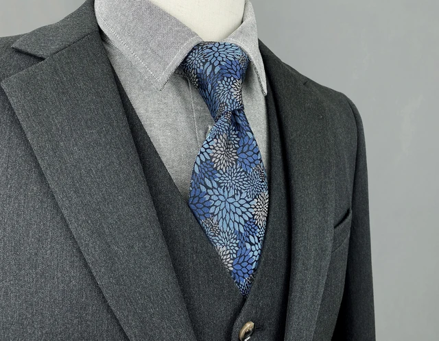 Cravatte da uomo Extra lunghe di lusso colorate 160cm 63 "cravatte da sposa per regalo di natale floreale blu Navy Dropshipping 6