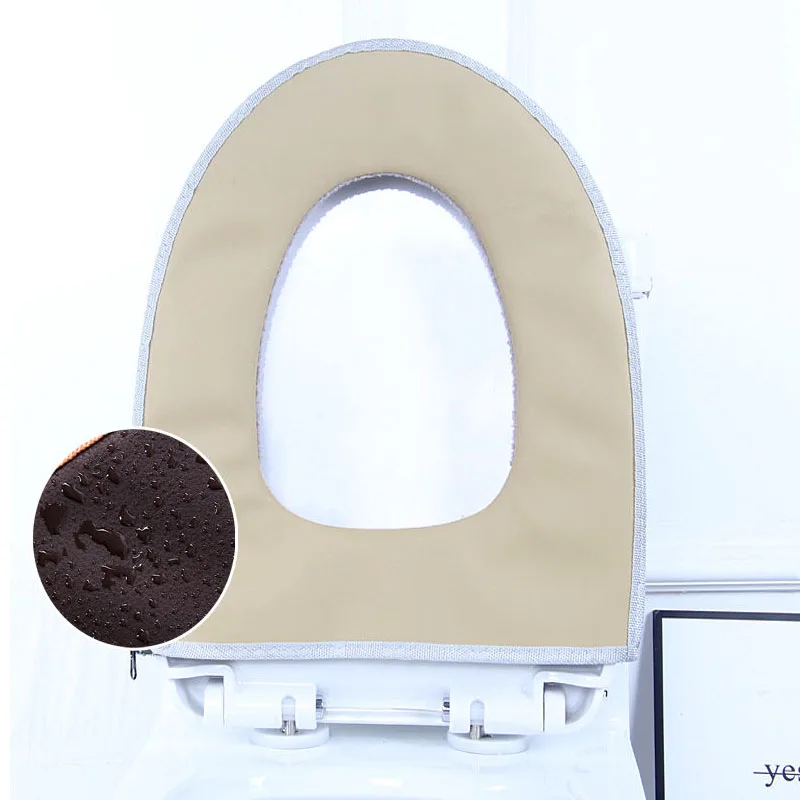 Washable Toilet Seat Cover with Lid Soft Cover with Zipper Waterproof Reusable Cushion Warmer Bowl Protection Winter 2 Pcs toilet seat cover