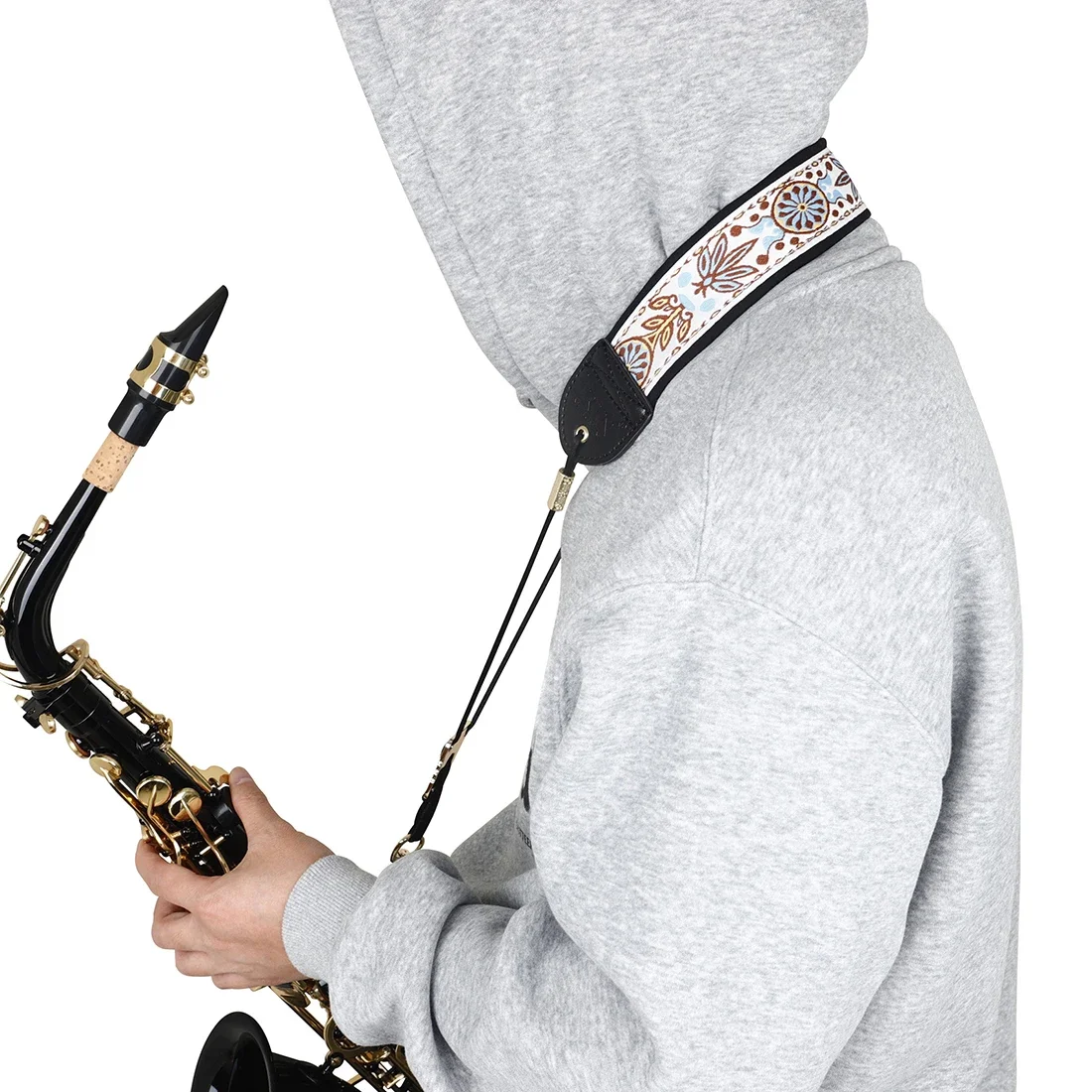 Premium Adjustable Leather Saxophone Neck Strap - Universal Fit for Soprano, Alto, and Tenor Saxophones