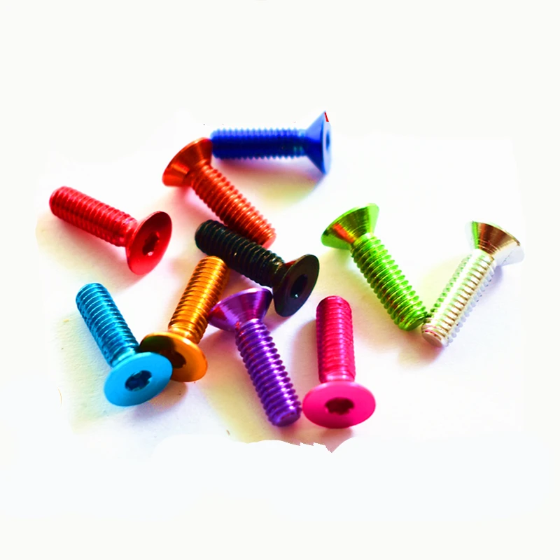 M3 Aluminum Alloy 7075 Flat Screws DIN7991 M3*6/8/10/12/14/16/18mm Hex Socket Countersunk head Screws Bolts Anodized Color 10pcs hexagon socket head bolt,hex socket screw,hexagon socket screw,hexagon socket head screw,aluminum screw