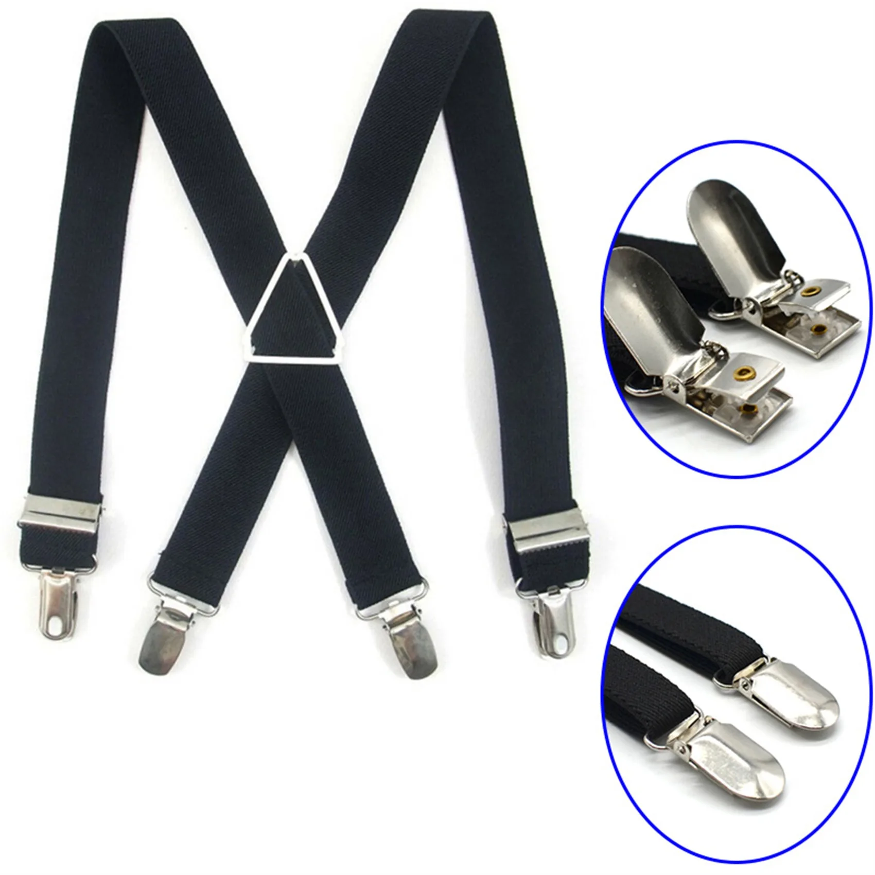 1Pcs Men&rsquo;s Wide X-Back Adjustable Elastic Suspenders with Heavy Duty Metal Clips Fashion work suspenders