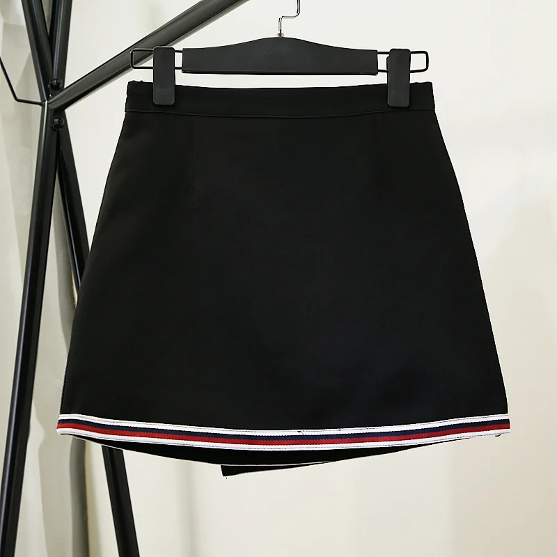 Pleated Motion Skirt Women Summer Middle Waist Slim A Line Skirt Shorts Female Korean All-match Casual Fashion Black 4
