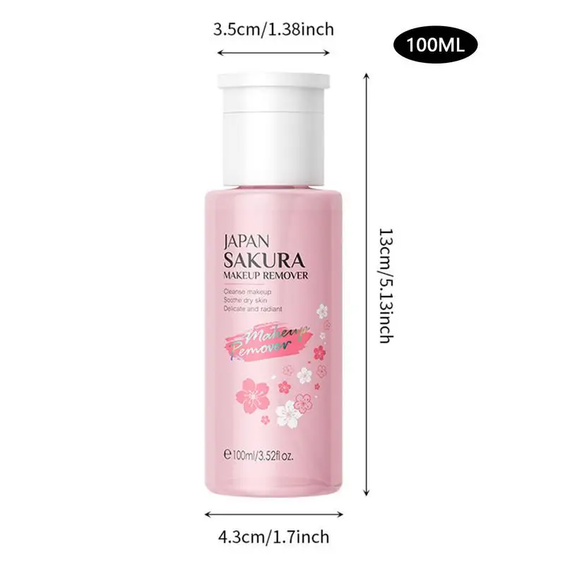 Liquid Makeup Remover 3 in 1 Sakura Facial Cleanser & Makeup Remover Gentle Exfoliation for Eye Lip & Face Makeup Gentle 6