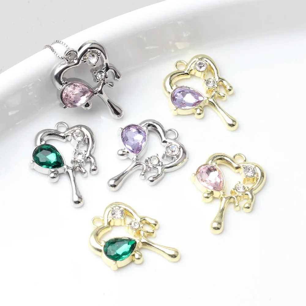 

10pcs Alloy Hollow Out Irregular Heart Shape Inlay Pendant Earring Ornament Necklace Bracelet Jewelry DIY Accessories Supplies