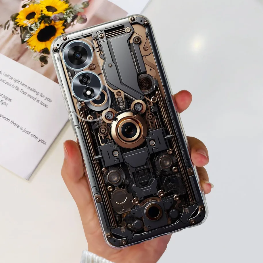 2024 New Stylish Flower Transparent Soft Silicone Slim Back Cover