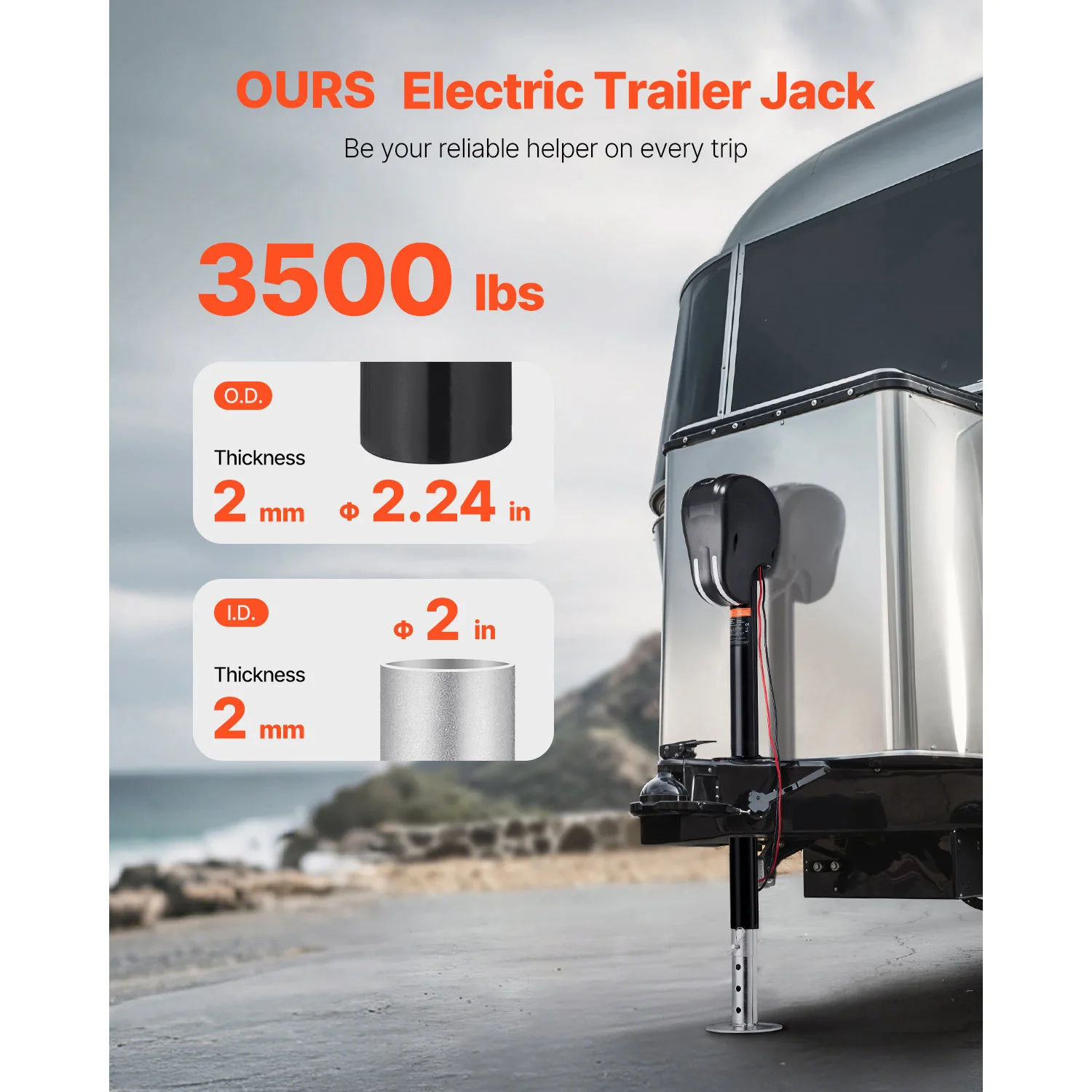 SucceBuy 3500 lbs Electric Trailer Jack 9.5"-26.3" Lift with 2 Way Connector & Memory Function RV Power Tongue Jack for Campers