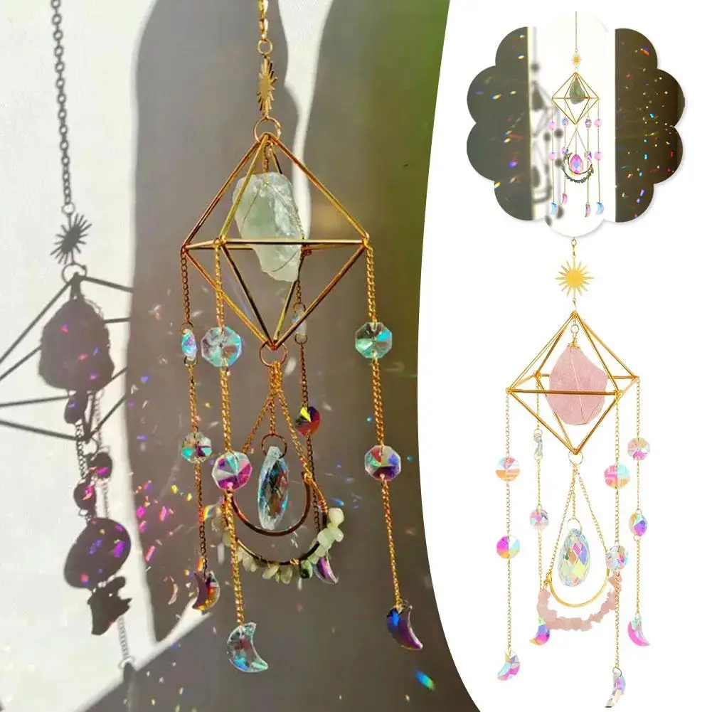 

Hanging Crystal Wind Chimes Sun Catcher high quality crystal Stained Glass Sun Catcher Window Drop Bell for Room Decor