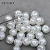 JUNAO 8mm 10m 12mm White Pearl Buttons Sewing Rhinestone Button Decorative Round Plastic Button Pearl Applique for Dress 2