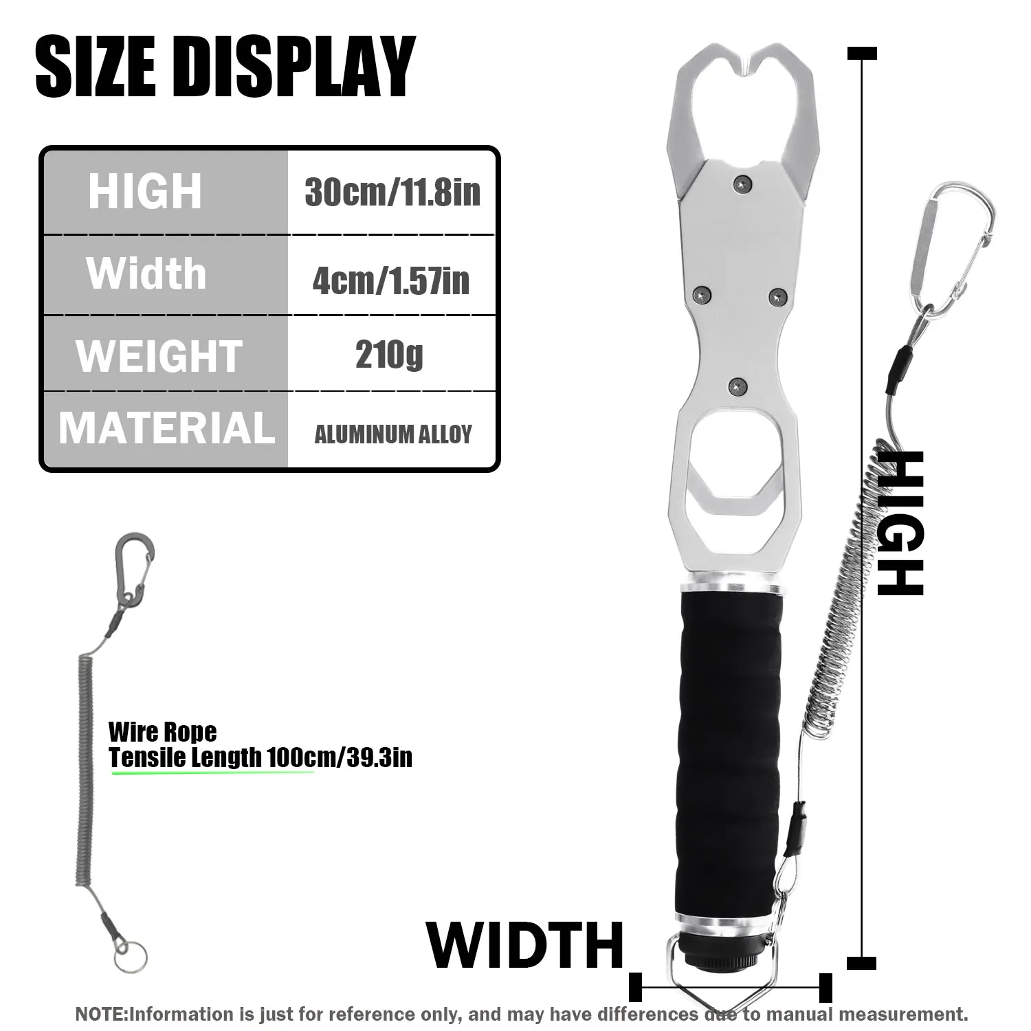 SAMOLLA Aluminum Alloy Fishing Grip Pliers Accessories 18kg Spring scale 360 &deg; rotation Adjustable Grabber Tool Seawater 1pc