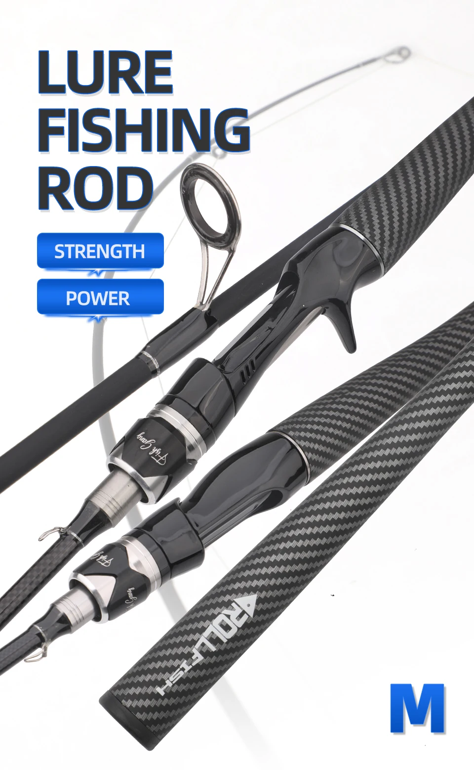 ROLLFISH Power M Spinning Casting Angelruten Süßwasser Salzwasser Carbon Köder Angelrute Bass Fishing Schnelle Aktion 1,8-2,7 M – Detail 1