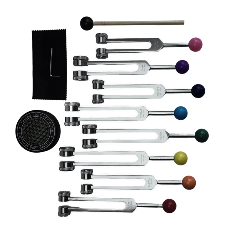 Chakra Tuning Fork Set For Healing, Tuning Forks With Tuning Fork Activator For Healing,Sound Therapy,Keep Body 4