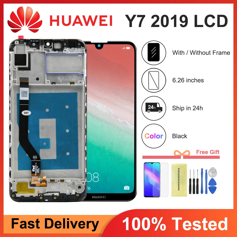 Écran LCD De Rechange Pour Huawei Y7 2019 (Dub-LX1/LX3) – Avec Cadre, Kit De Réparation Inclus