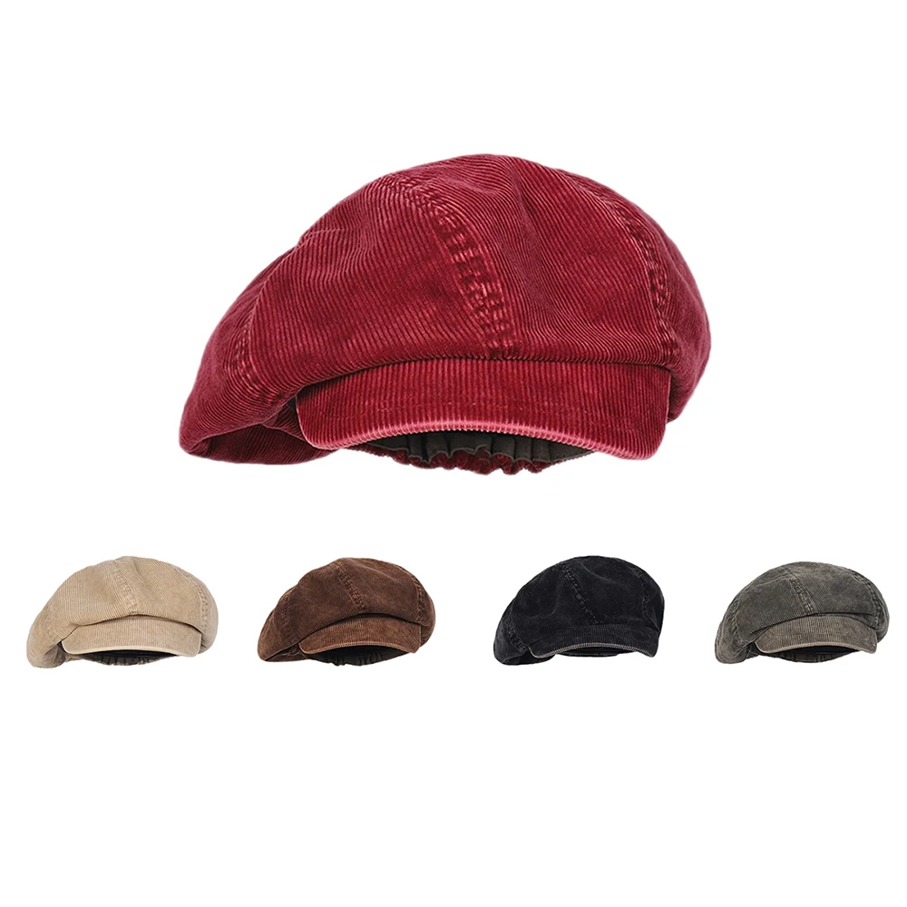 Women Oversized Slouchy Corduroy Newsboy Hats Vintage Paperboy Painter Beret Cap