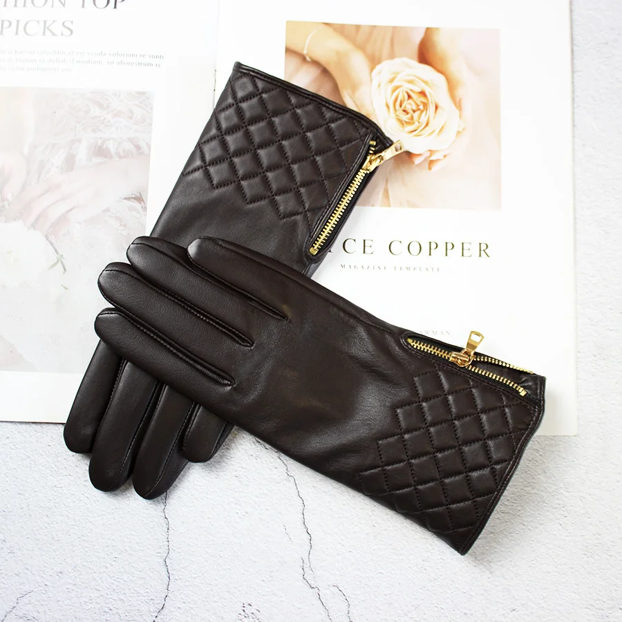 Touchscreen Sheepskin Gloves Women's Genuine Leather Driving