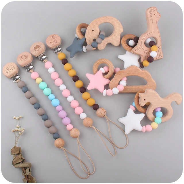 2pcs Anti-lost Pacifier Chain Food Grade Baby Molar Chain Chewing