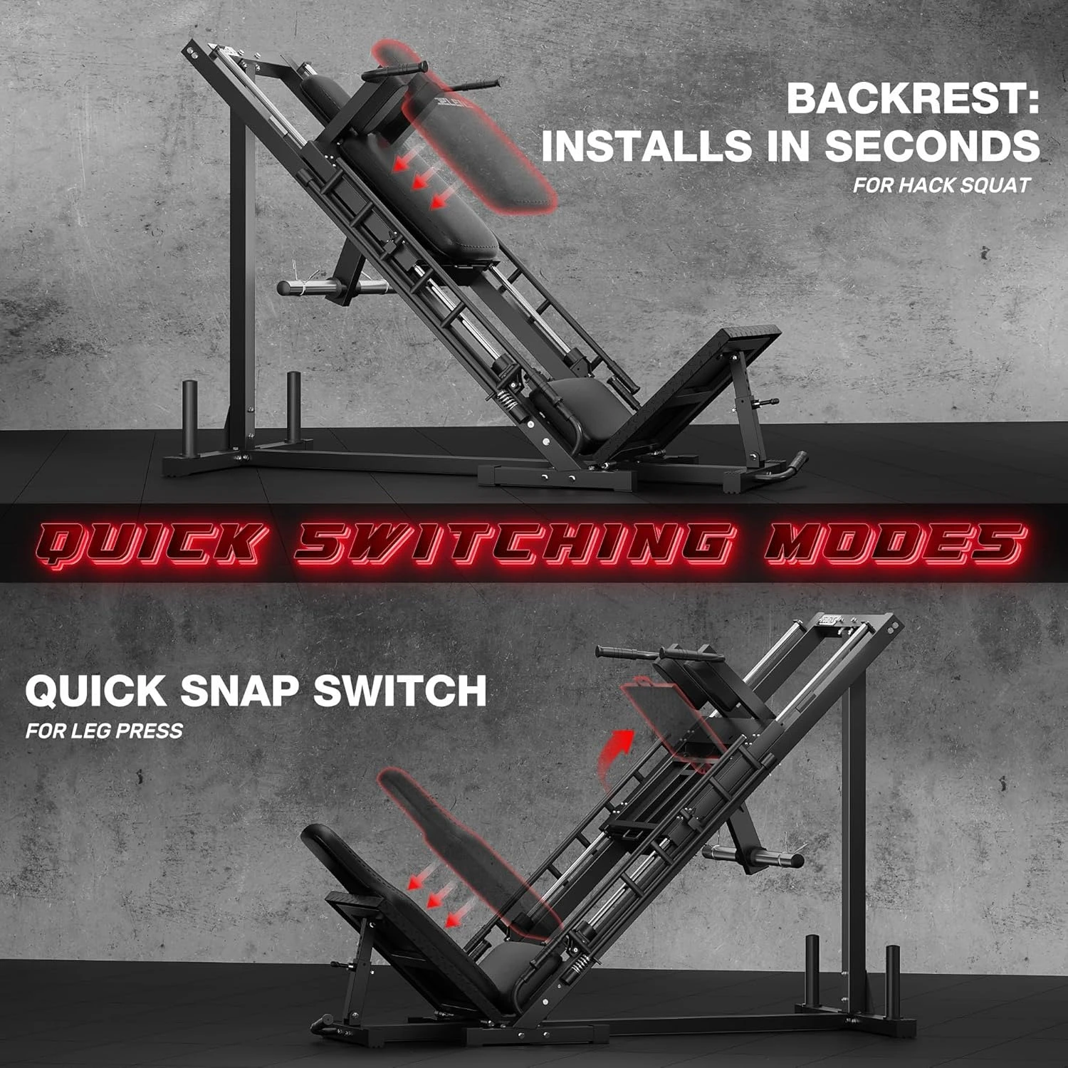 Leg Press Hack Squat Machine, Leg Machine for Home Gym with Linear Bearing, L11 Professional Adjustable Leg, Customized 5