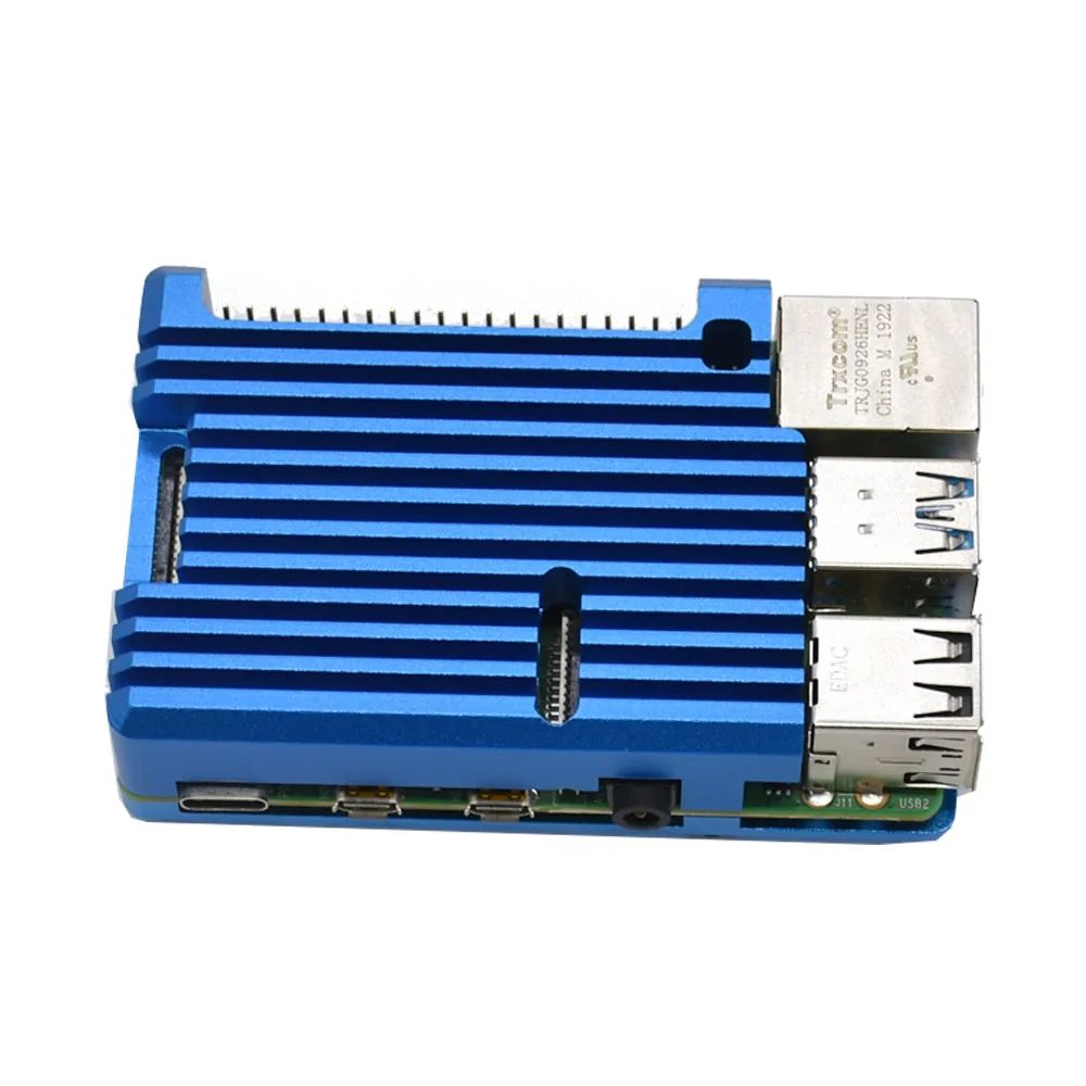 

for Raspberry Pi 4 Model B 4GB RAM Support 2.4 / 5.0 GHz WIFI Bluetooth 5.0 with Aluminum CNC Alloy Protective Case(Blue)