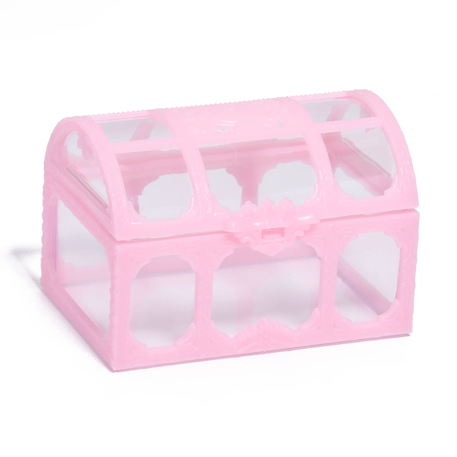 1pcs Mini Gold/Silver Transparent Jewelry Storage Box Plastics Box Wedding Gifts Packaging Box Jewelry Keepsake Treasure Chest