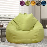 Lazy Sofa Cover Solid Chair Covers Without Filler Linen Cloth Lounger Seat Bean Bag Pouf Puff Couch Tatami Living Room Beanbags 1