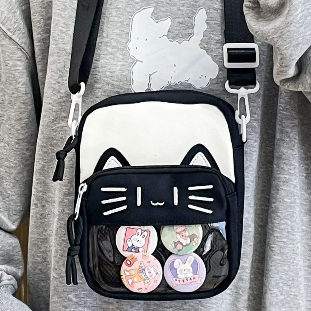 Harajuku Mini Women Ita Bags Women Casual Nylon Cartoon Cat Embroidered Bolso Mujer Daily Subculture DIY Badge Bag Female 2026