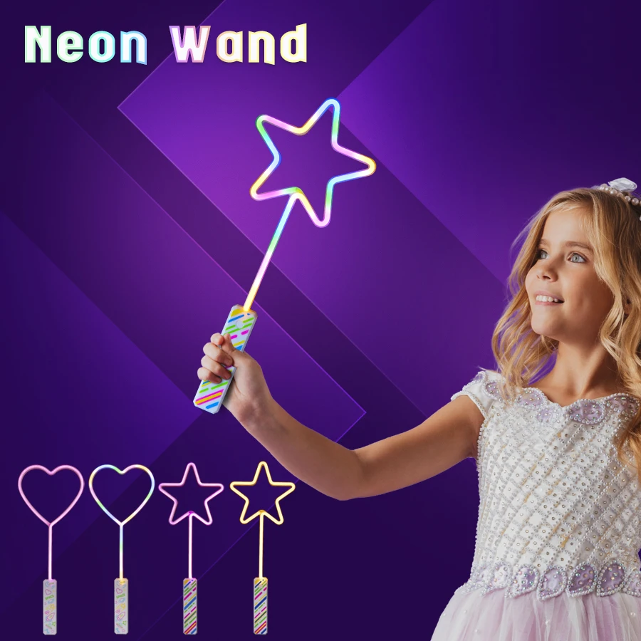 Glow Light Star LED Neon Party Lights Flashing Wand Toy Heart-shaped Signs