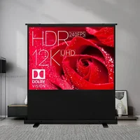 Universal Portable Floor Standing Pull Up Projection Screen Grey Fiber Glass for Normal / UST Projectors 4K 3D Support All Sizes - Image 2