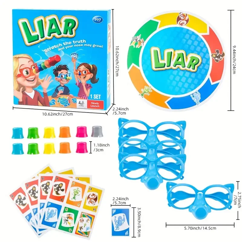 Liar Fibber Board Game for Kids - Educational Party Game with Noses & Glasses, Promotes Family Fun and Interaction, 2-4 Players 2