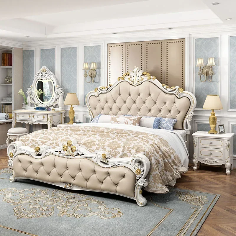 

Luxury Queen Headboard Double Bed King Size Wooden Baby Frame Double Bed Matress Girls Boys Letto Matrimoniale Bedroom Furniture