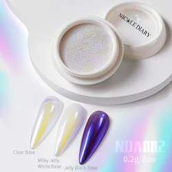 Aurora Nail Powder: White Chrome Pigment with Pearl Mirror Effect (NDA002)