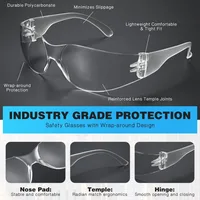 Lunettes de sécurité anti-buée pour hommes et femmes, lunettes de protection anti-rayures, degré porteurs, protection des yeux noires, travail, laboratoire, transparent, 10 pièces 6