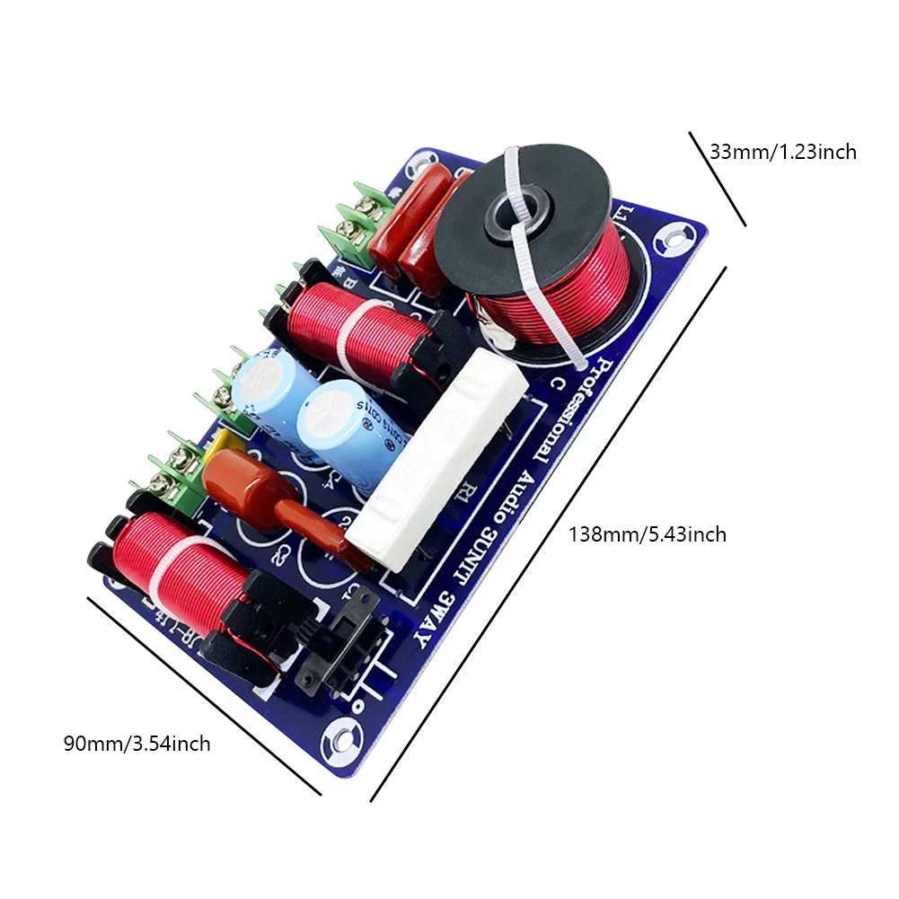 3 방향 250W 주파수 분할기, DIY 스피커 필터, 회로 트레블 미디엄 베이스 하이파이 스테레오 오디오 크로스오버 필터, 850Hz, 5200Hz, 1 개, 2 개