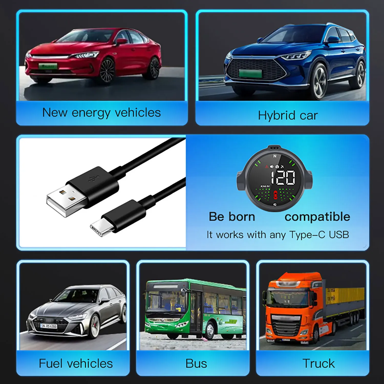 LONLINK ڵ GPS HUD M10  ÷  ӵ º ǻ GPS ħ LCD ÷ ӵ  ˸
