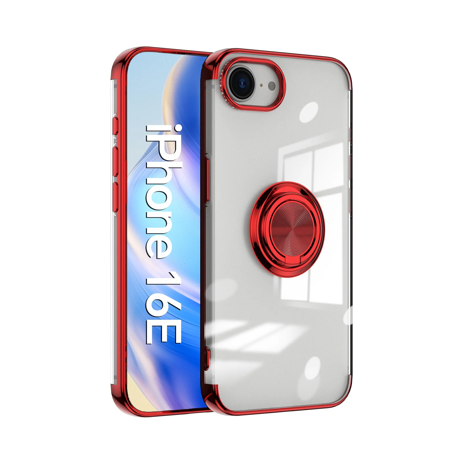 Shockproof Clear Silicone Phone Case with Ring Holder and Magnetic Bracket