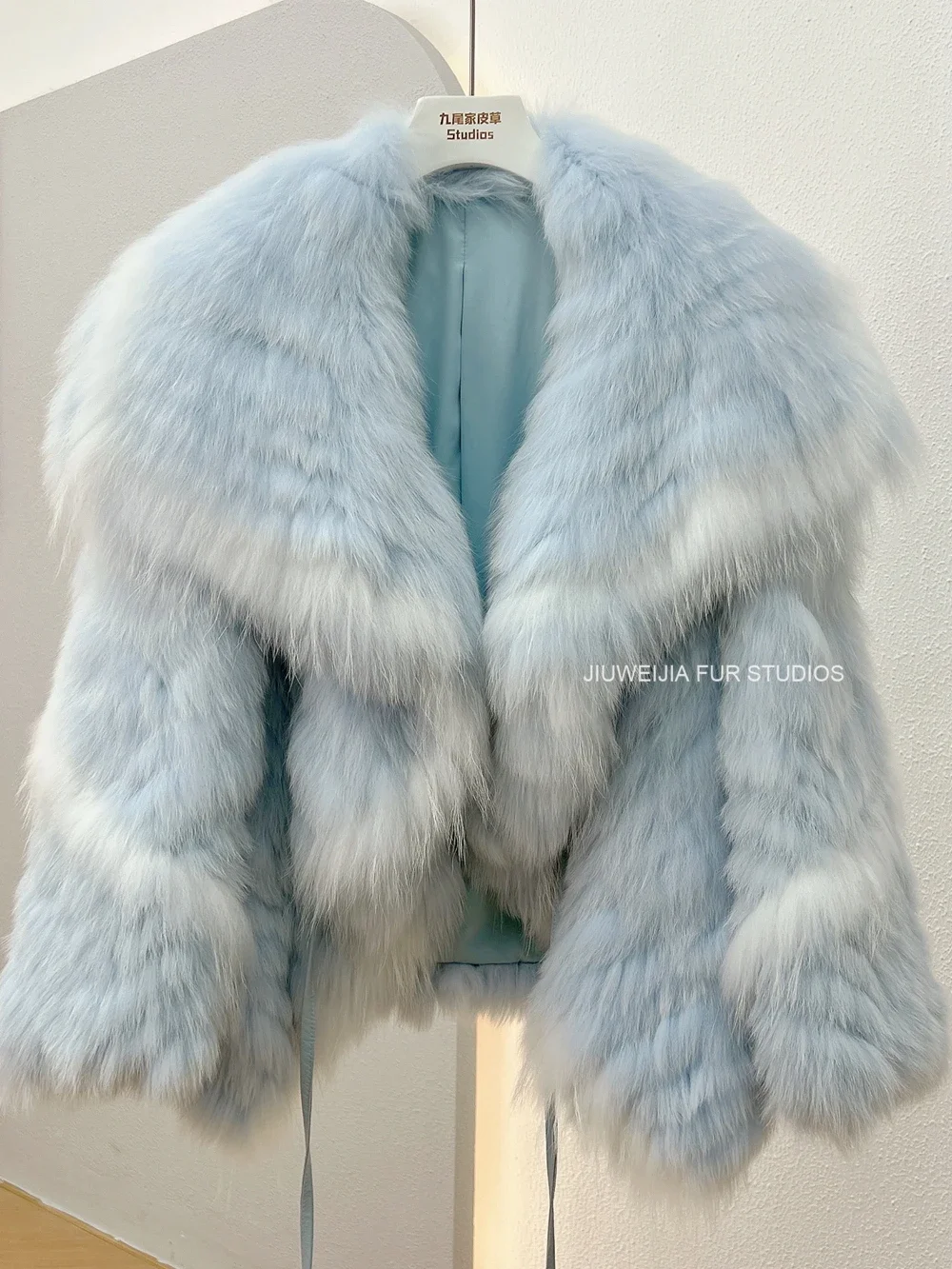 Large Lapel Contrast Coat Short Female 2023 Winter New Woven Real Fox Fur Cute Fashion Fluffy Young Women's Clothing Thick Warm